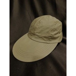 Vintage CC Filson M Long Bill Hat Fly Fishing Cap Green Lightweight w/ Leather